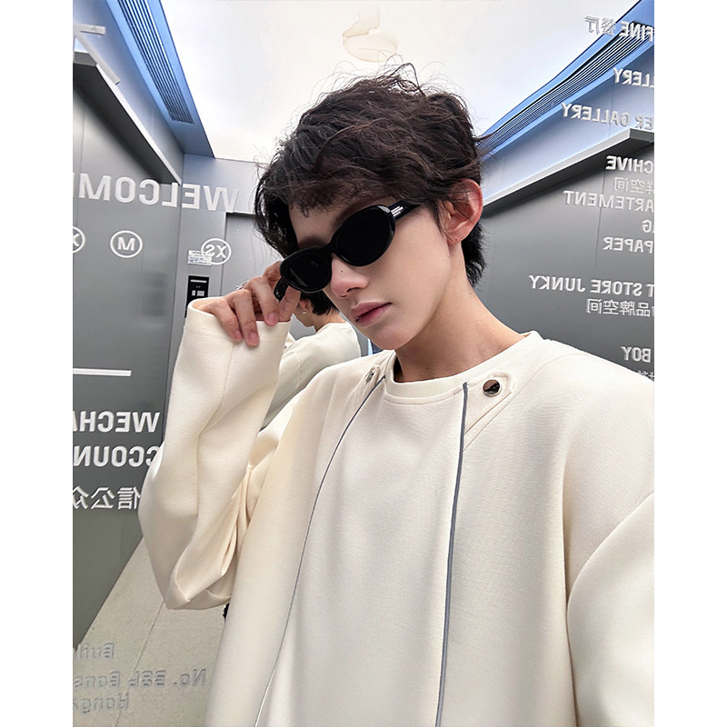 得物品质原创线条未来感潮男打底 美式休闲高街卫衣打底衫P55