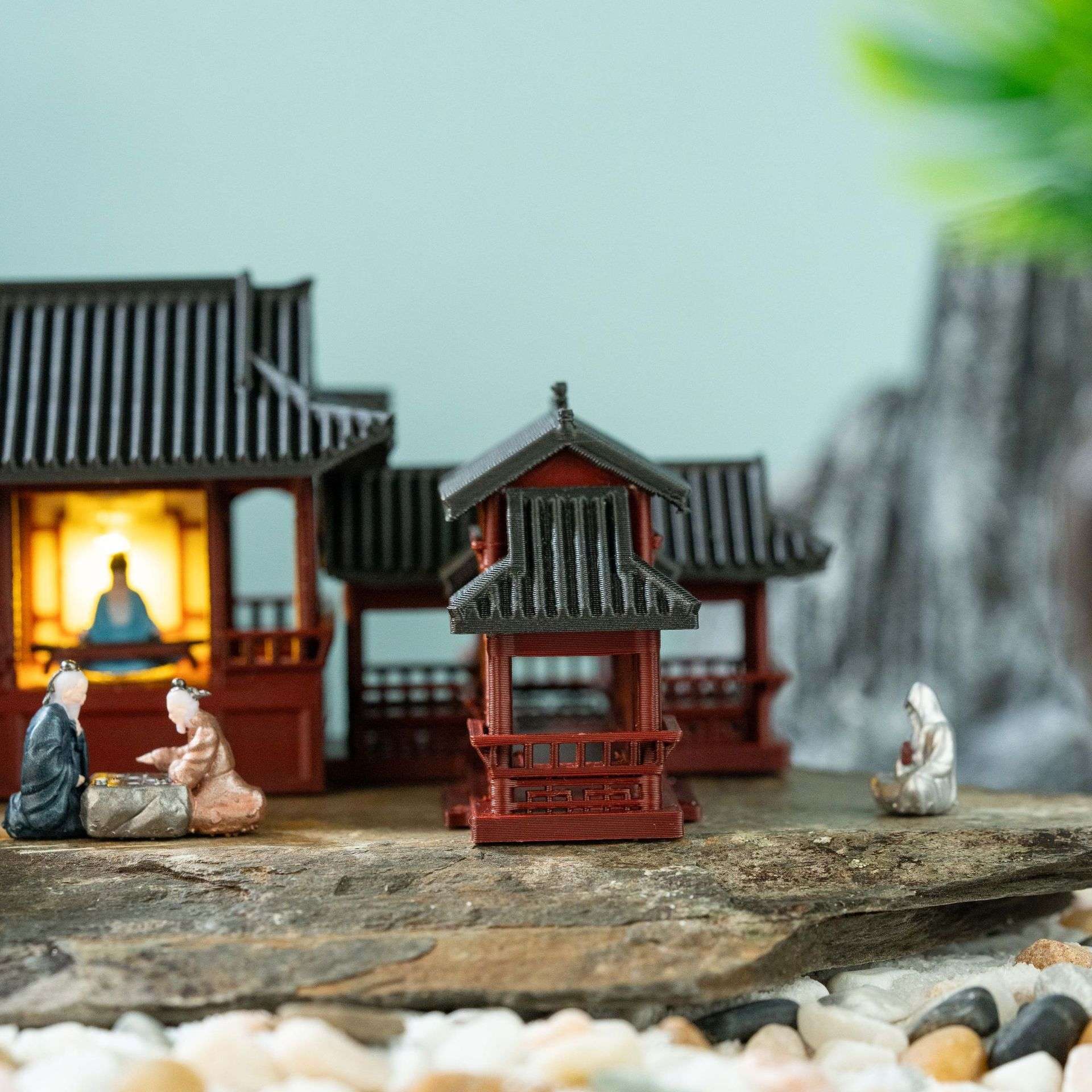 古建筑庭院摆件中式古风模型假山盆景微景观造景模型摆件造景建筑