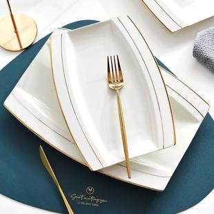 简约骨瓷餐具蒸鱼椭圆 鱼盘子菜盘家用陶瓷大号长方形创意碟子中式