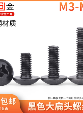 M3M4M5M6 铁黑色大扁头螺丝大头大帽螺丝蘑菇头螺丝伞头螺丝 7L