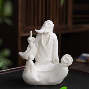 陶瓷历史人物孔夫子雕塑家居书房书桌博古架装饰工艺品老子像摆件