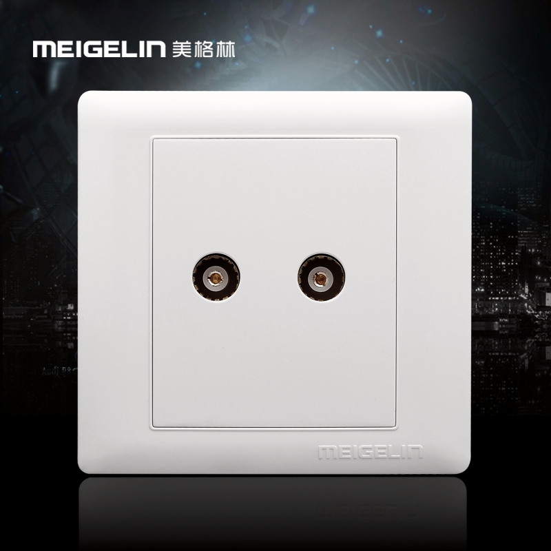 86型暗装墙壁开关插座面板二位双电视插座双有线闭路插座象牙白