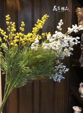 仿真合欢花夜合欢苦情花相思树花枝瓷球黄色迎春花毛绒花樱花摆设