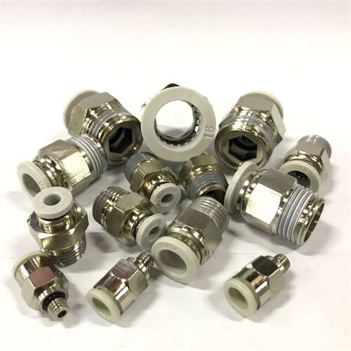 气管快速接头白色气动快插螺纹直通PC4-M5/4-01/6-02/8-02/10-03
