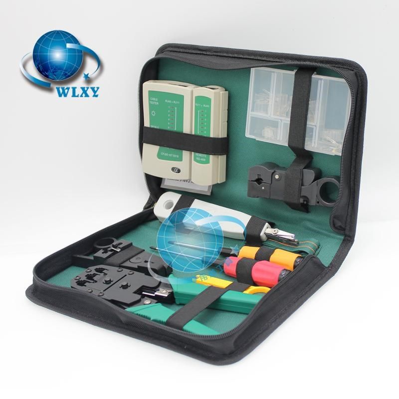 网络包三用网线钳测试仪剥线刀水晶头9PC网络工具包迷你组合套装