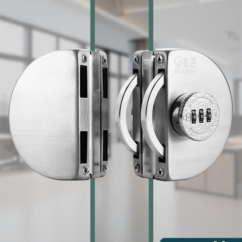 玻璃门锁地锁单双门锁无孔滑动门锁无框办公室钢化滑动