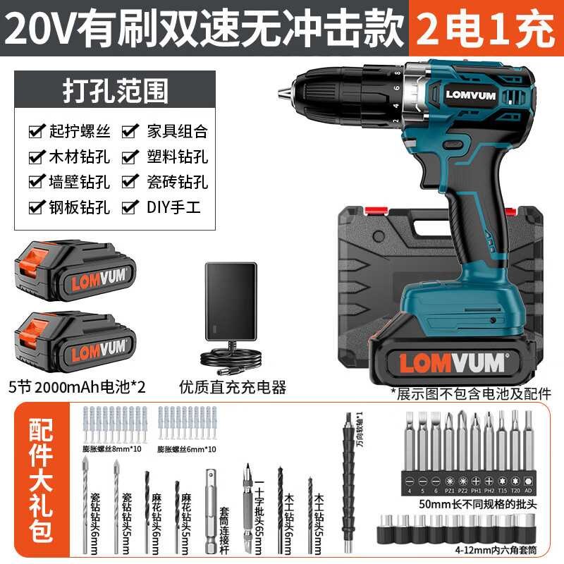 龙韵(LOMVUM)电钻充电手钻钻多功能家用电动工具螺丝刀电转 20V