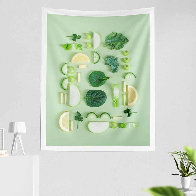 素食绿色养眼护眼背景布 小清新宿舍卧室床头挂布 现代简约装饰布