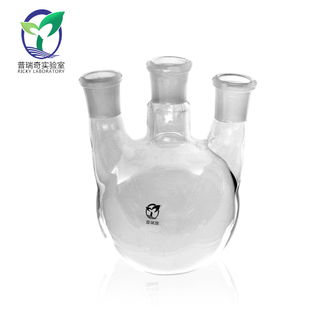 实验室玻璃仪器三口圆底平底烧瓶试验反应三角三颈瓶蒸馏瓶50 100