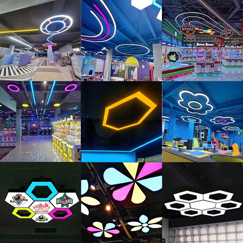 六边形蜂巢吊灯店铺商用商场超市造型灯创意异形工业风健身房吊灯