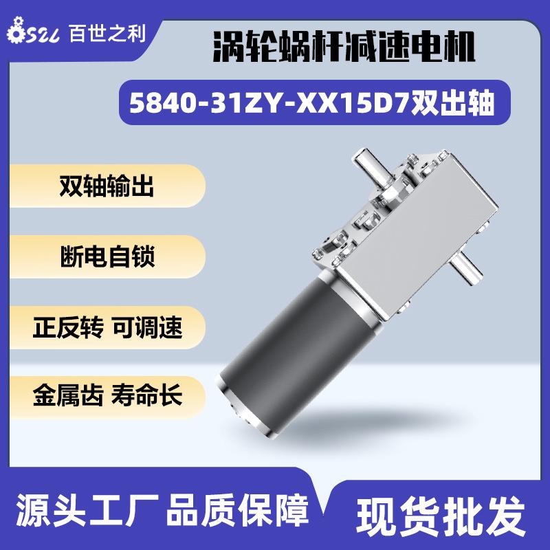 5840-31直流减速电机涡轮蜗杆24V大扭矩双出轴有刷微型电动机12