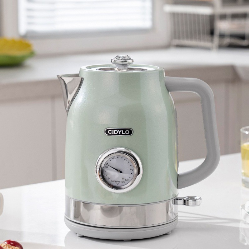 cidylo思迪乐烧水壶复古电热水壶家用不锈钢内胆水壶自动断电茶壶