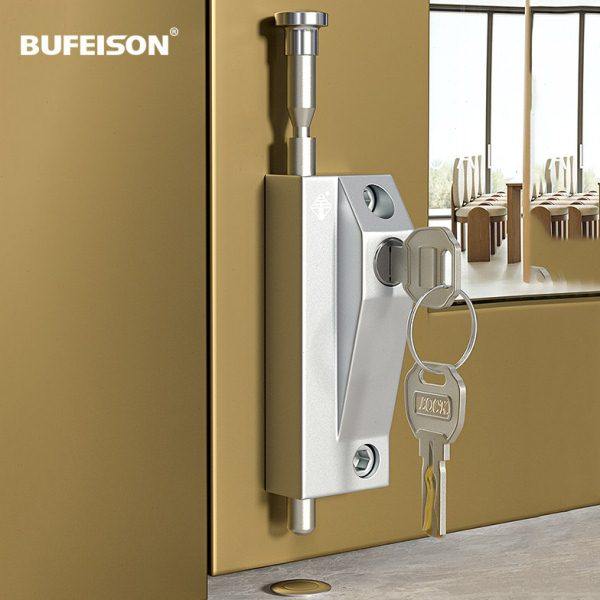 旋转门地插锁地插销有框玻璃门锁明装木门铝合金门地锁弹簧落地插