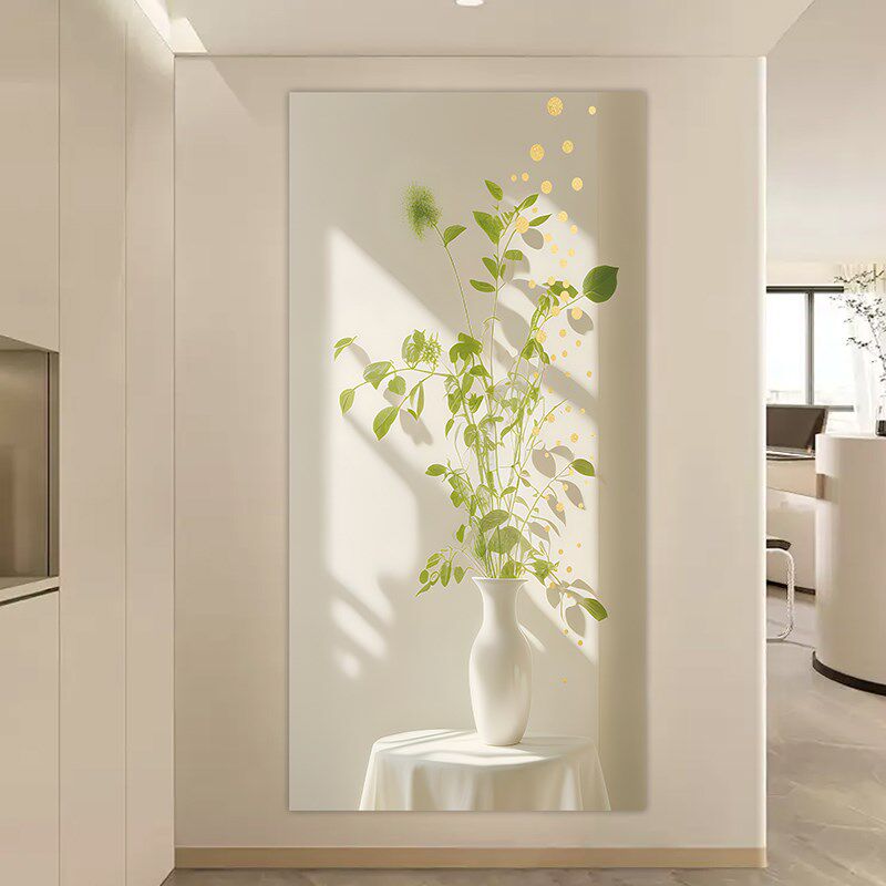 绿植玄关贴画走廊过道装饰壁纸奶油肌理风客厅入户门贴纸墙纸自粘