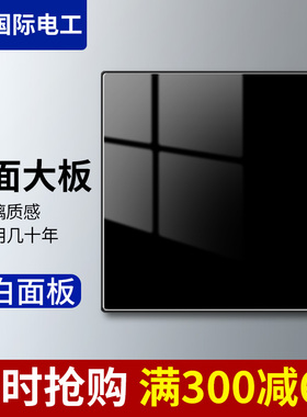 国际电工黑色86型开关插座盖板墙壁黑色装饰面板白板挡板空白面板