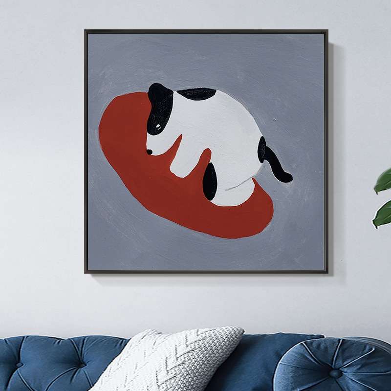 北欧卡通创意趣味复古动物小狗装饰画奇遇记儿童房挂画可爱温馨画图片