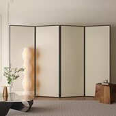 奶油风铝合金屏风隔断酒店客厅北欧可防水折叠移动办公室卧室简约