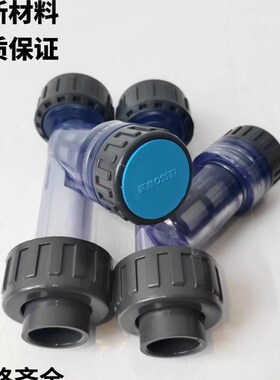 UPVC管道式蓝色透明Y型过滤器 水处理配件滤网可拆壁厚Y型过滤器