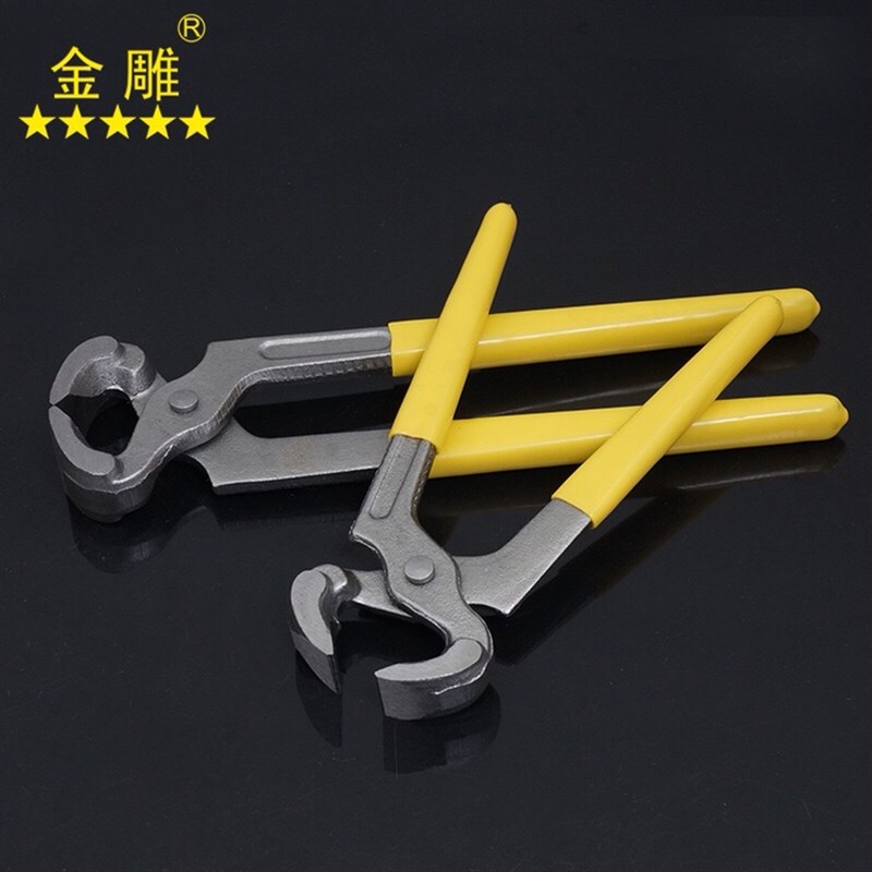 胡桃钳6寸起钉器木工拔钉钳 修鞋工具顶嘴钳子8寸平口虎钳 田螺钳