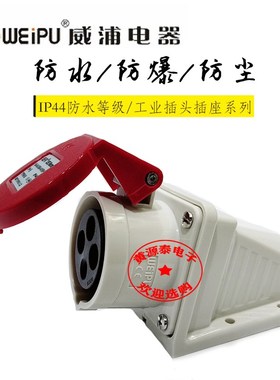 威浦工业插座 工业连接器 插座TYP6618(16A4芯)明装插座斜式