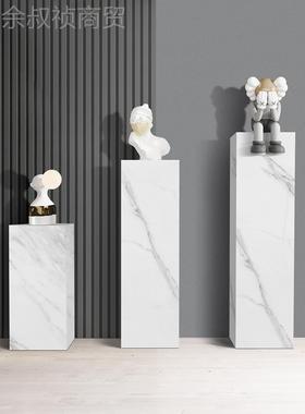 意CQJ式轻奢岩板花客架厅道大理石摆件阳台装饰过架架多功能置物