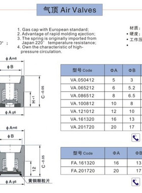供应模具气顶 CUMSA西班牙VA.050412 VA.065212 VA.086512 气顶
