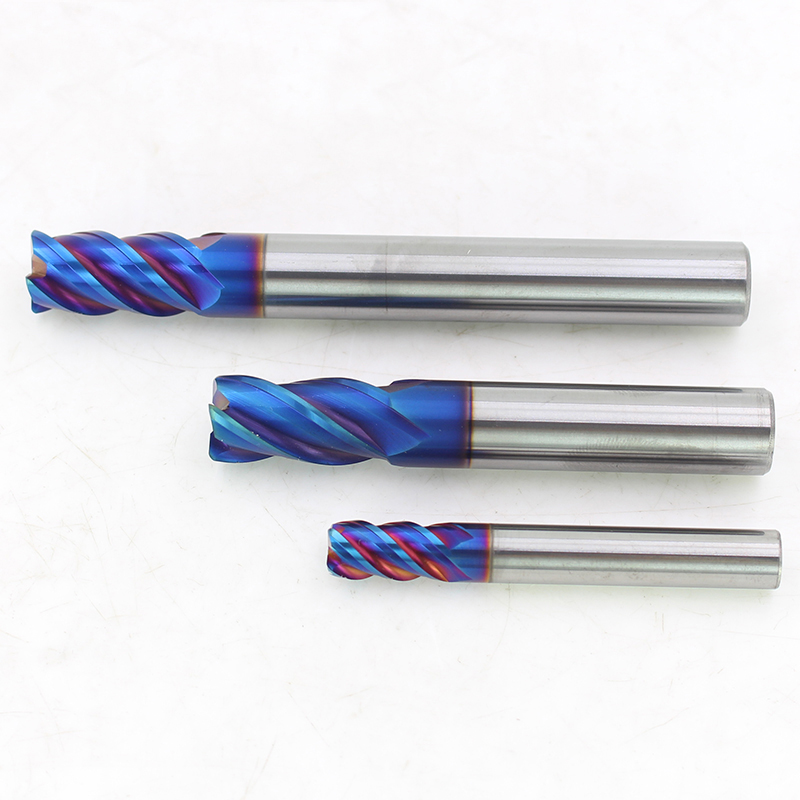 日本KLOT四刃65度平底整体合金立铣刀 纳米涂层钨钢圆鼻铣刀加长