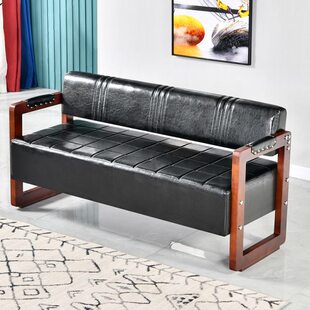 网红理发美发店沙发等候椅美容美甲发廊专用侯客区轻奢实木长条椅