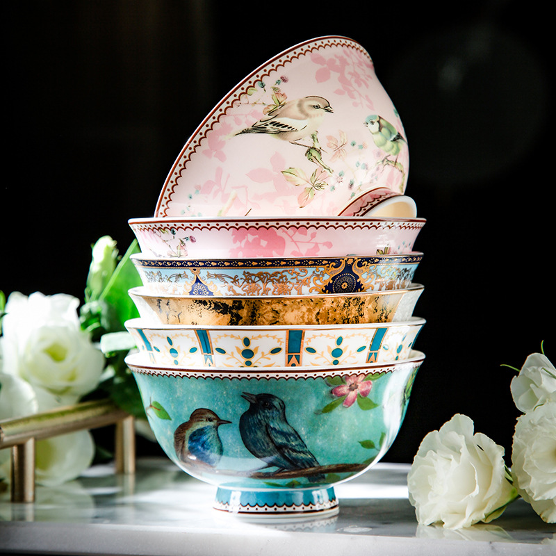 美道碗家用2021新款轻奢餐具创意吃饭碗组合汤面碗骨瓷碗勺套装