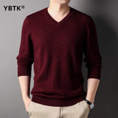 男士 100羊绒衫 商务V领针织衫 鄂尔多斯市新款 山羊绒毛衣打底衫