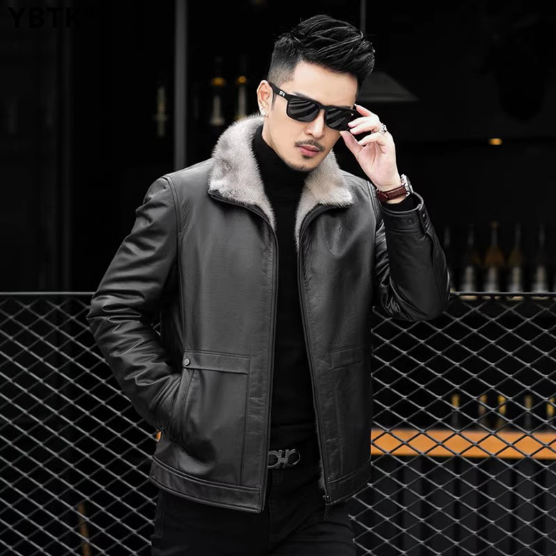 官方正品水貂内胆男士貂皮外套