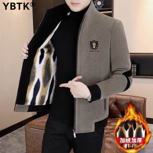 金貂绒夹克男士秋冬季2025新款潮流加绒加厚大衣短款风衣男装外套