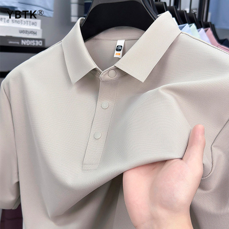 冰丝短袖翻领POLO衫男2026夏季新款透气凉感商务休闲半袖T恤上衣