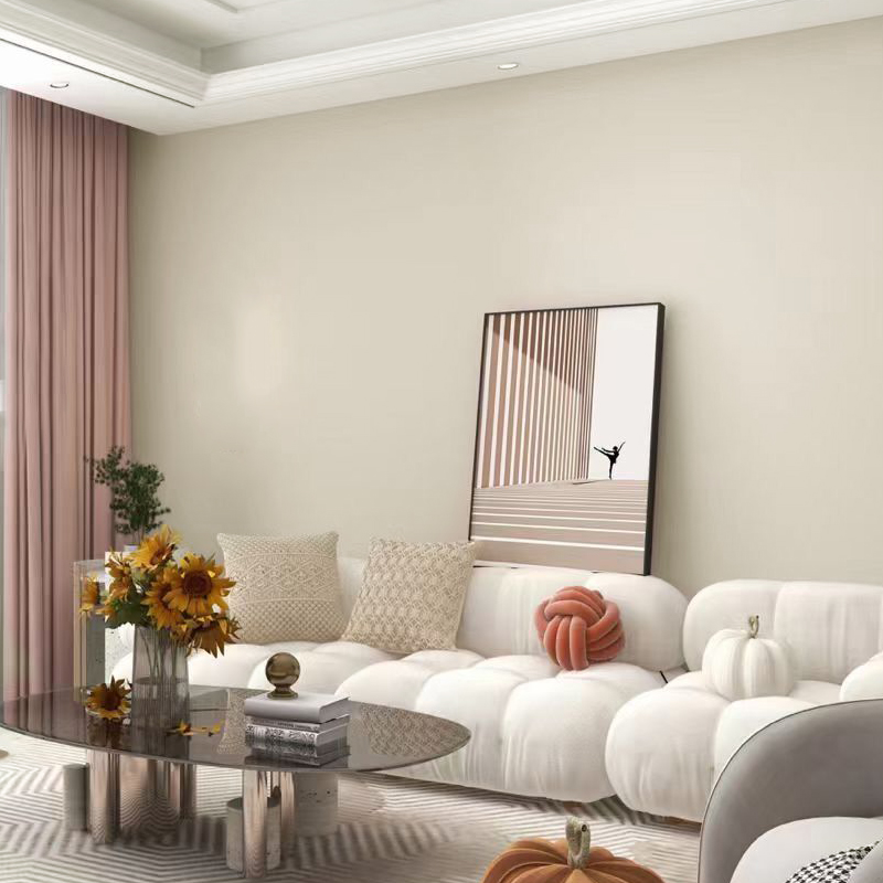 杏子灰墙布无缝全屋电视墙背景壁布C卧室墙布2022新款网红奶咖色