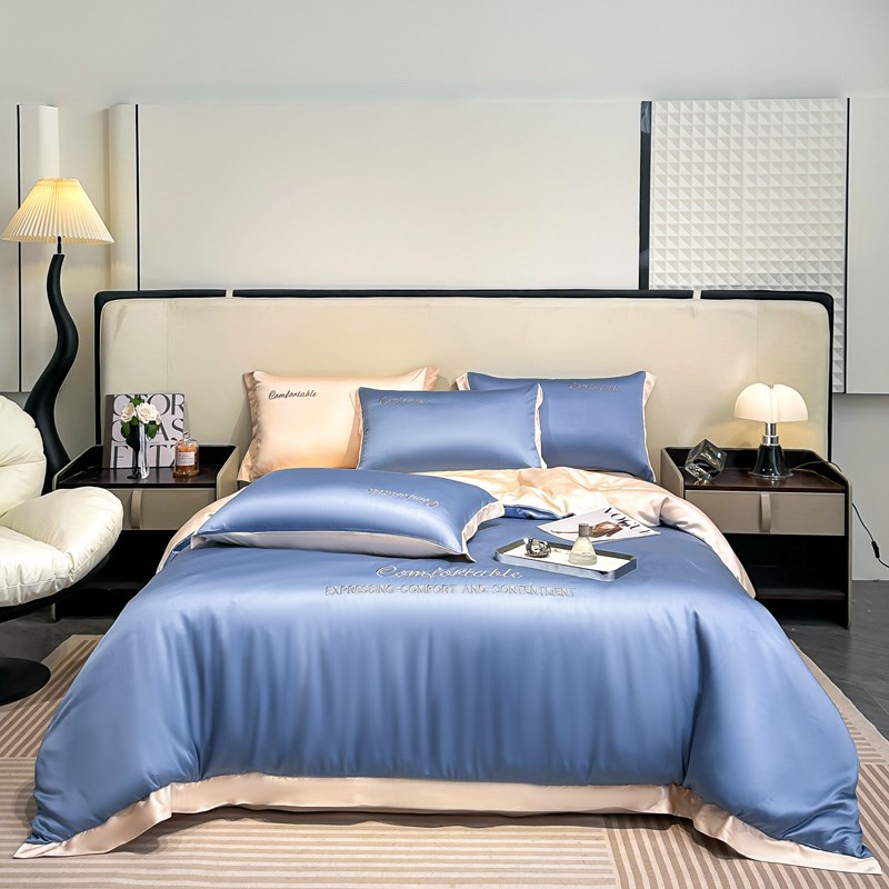 2025新款水洗真丝宽边刺绣四件套床G上用品床单被套被罩床盖高品