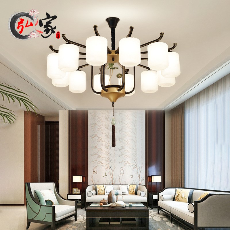 新中式客厅吊灯简约中国风禅意卧C室书房餐厅包间灯别墅铁艺吊灯