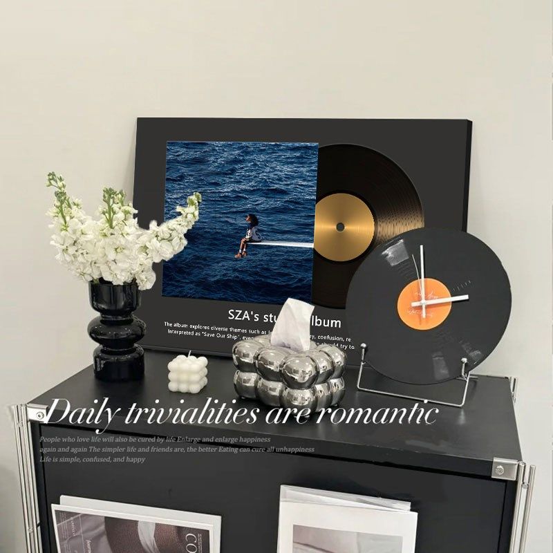 桌面摆画黑胶唱片客餐厅挂画吧台电视柜摆件壁卧室房间艺术装饰画