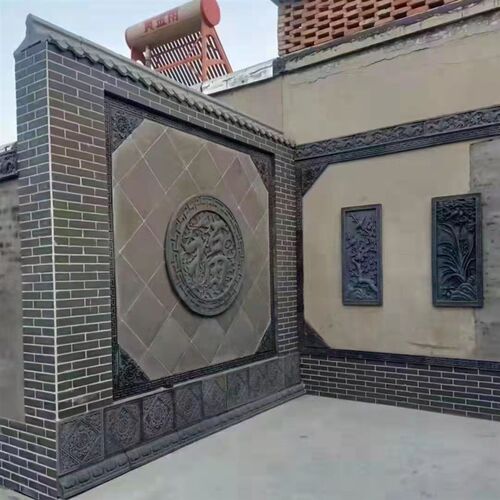 圆形福字砖雕仿古中式庭院影壁墙照壁背景迎门墙徽派浮雕装饰挂件