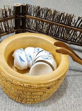 竹根茶洗杯洗干果盘大碗糖果盘点心盘茶海收纳水根果盘钵功夫茶具
