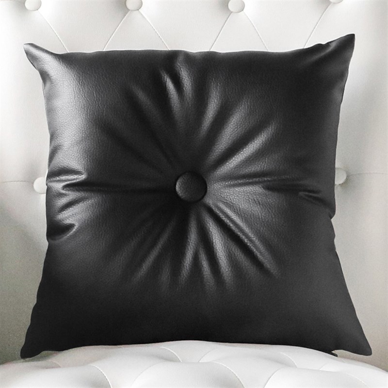 简约现代纯色皮质纽扣抱枕大靠垫靠枕靠背套汽车护腰办公室椅腰靠