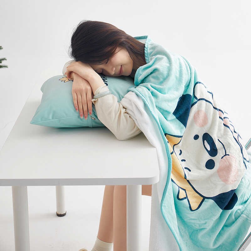 四季毛毯枕头两件套卡通可爱午睡汽车沙发办公室学生空调被靠垫被