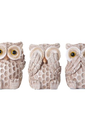 北欧三不猫头鹰家居装饰品客厅电视柜树脂工艺品结婚