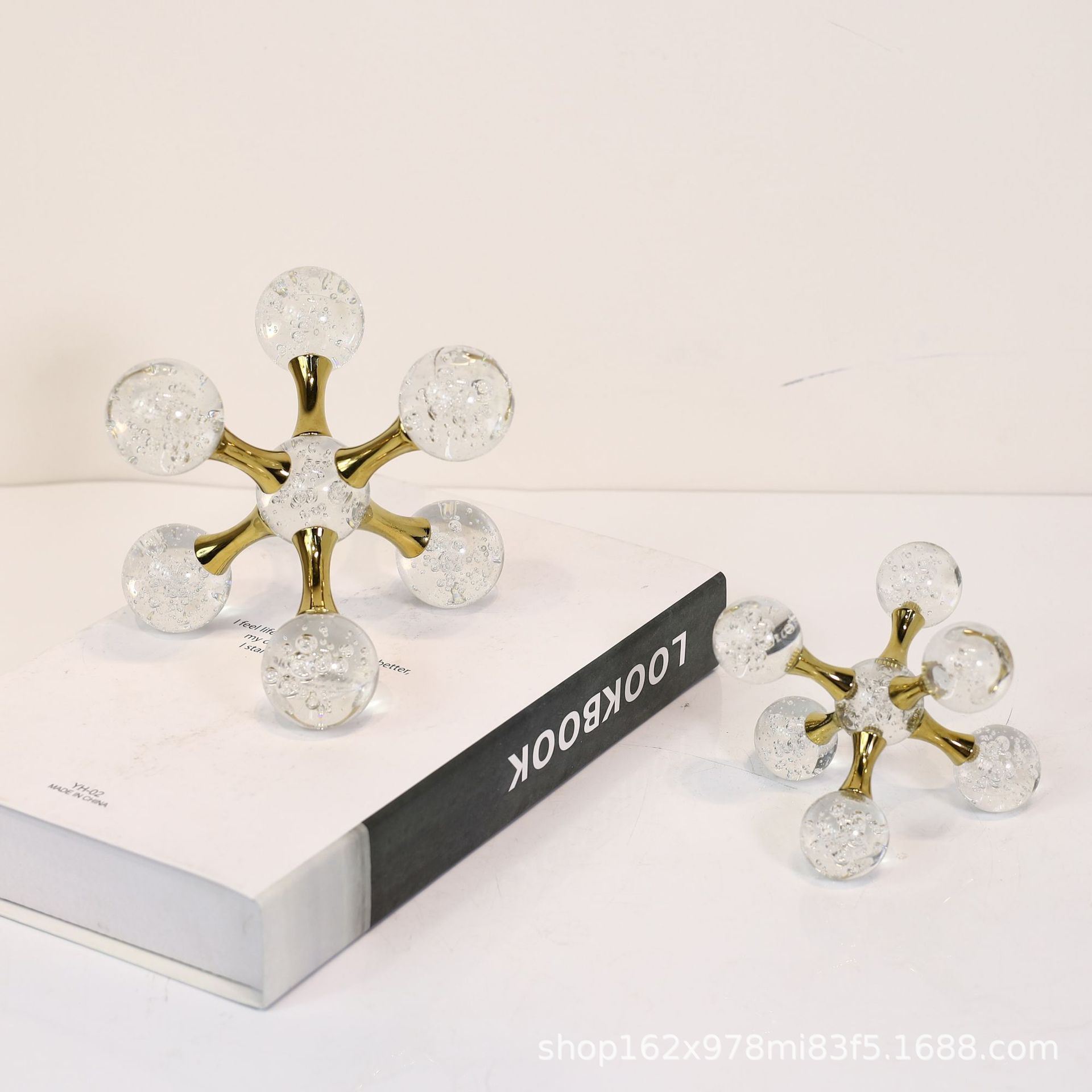 现代简约创意分子球摆件样板房售楼处桌面水晶几何工艺品摆设饰品