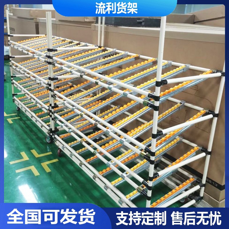 流利条滑轨货架精益管线棒可移动工作台车间重型钣金传送物料架