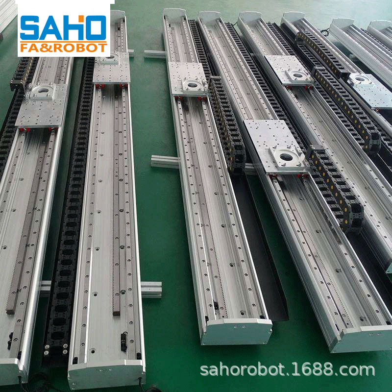 双滑块齿轮齿条滑台模组 长行程重负载线性侧装电动导轨滑台