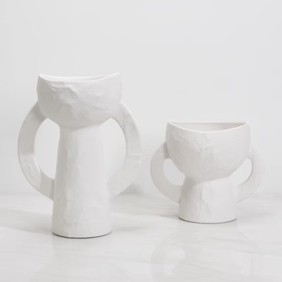 双耳创意简约陶瓷花器摆件样板房售楼部客厅餐桌民宿艺术插花器