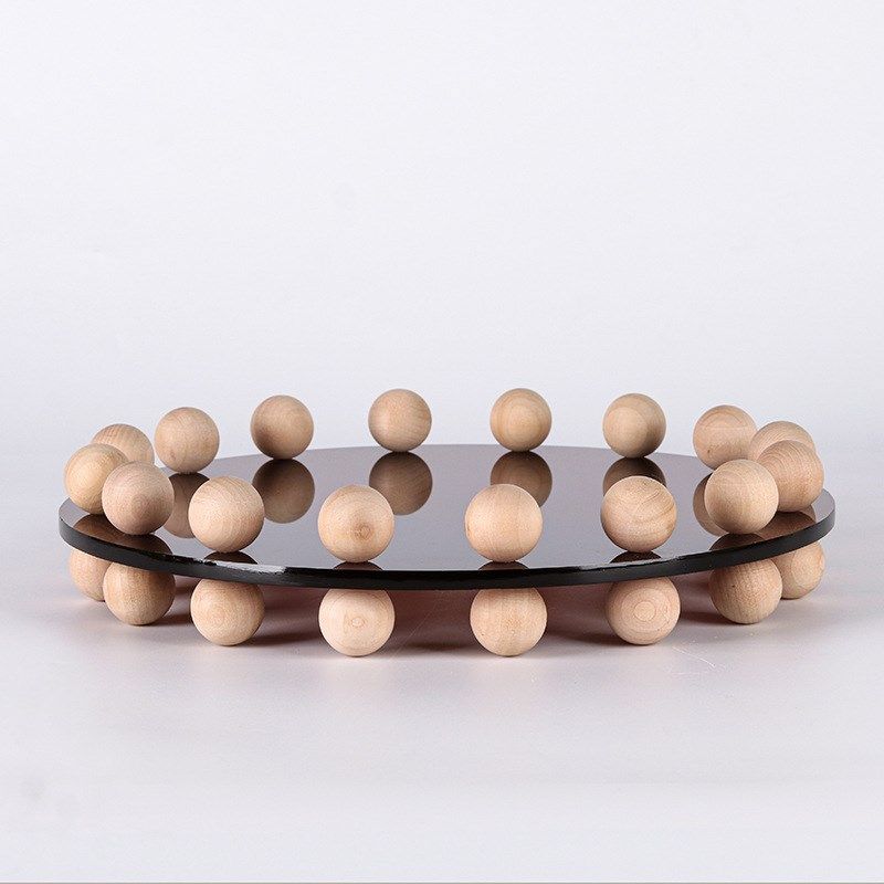 简约创意亚克力圆形托盘果盘客厅茶几桌面实木珠点收纳盘饰品摆件,特色手工艺,其他特色工艺品,淘宝优惠券,粉丝福利购,淘宝优惠卷