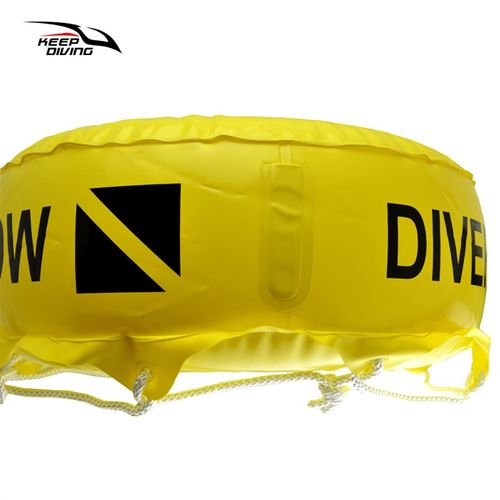 PVC口吹充气自由潜储物浮球黄色潜水浮标海上信号警示定位FB-973