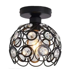 现代简约过道灯走廊吸顶灯卧室阳台水晶小吊灯玄关入户复古铁艺灯