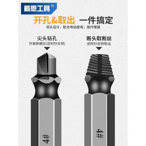 断丝取出器多功能螺丝取出器取断丝滑丝工具一字十字梅花六角套装